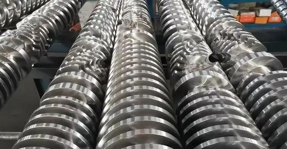 tornillo gemelo cónico de acero estructural y barril de la aleación 38crmoala para el perfil del PVC WPC