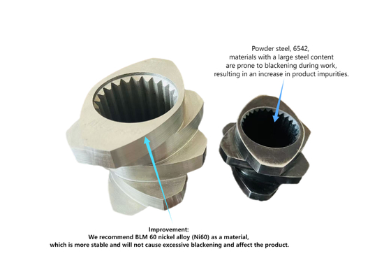 Elementos de tornillo de extrusores de resistencia al desgaste para la industria de masterbatch
