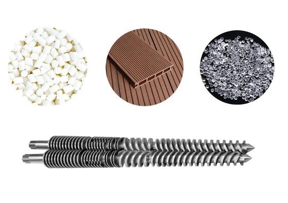 Partes de extrusoras cónicas de doble tornillo para plastificación y mezcla uniforme