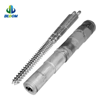 Barril de tornillo gemelo cónico bimetálico de alta precisión para extrusión de plástico y caucho