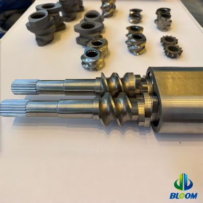 (PTR) W6 piezas de extrusores de acero resistentes al desgaste de granos ultrafinos de extrusores de rosca de doble tornillo Barril y eje