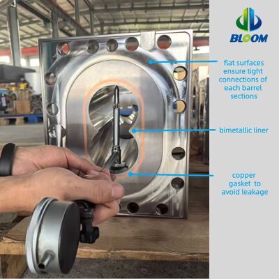 Barril de doble tornillo de aleación de níquel de alta precisión con resistencia al desgaste para la producción de PEEK PET PBT PA