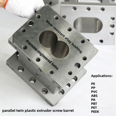 Barril de tornillo doble de aleación de níquel personalizado con resistencia al desgaste y diseño modular para extrusión de alto par