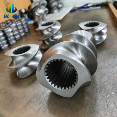 Elementos de tornillo extrusor de doble husillo con dureza HRC 58-62 y resistencia al desgaste y la corrosión para procesamiento de WPC y PVC mediante mecanizado de precisión CNC