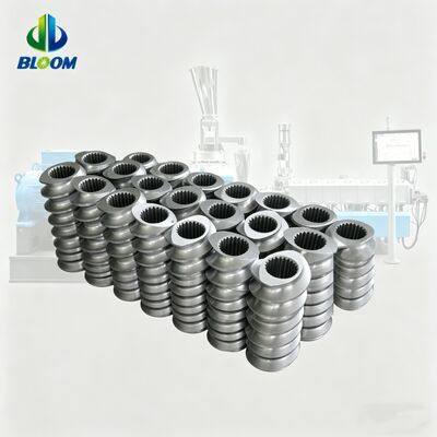 Elementos de tornillo extrusor de doble husillo con dureza HRC 58-62 y resistencia al desgaste y la corrosión para procesamiento de WPC y PVC mediante mecanizado de precisión CNC