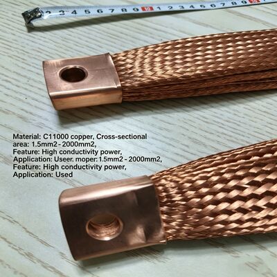 Conector flexible trenzado de cobre puro con superficie cubierta de níquel y aislamiento personalizado para la distribución de energía
