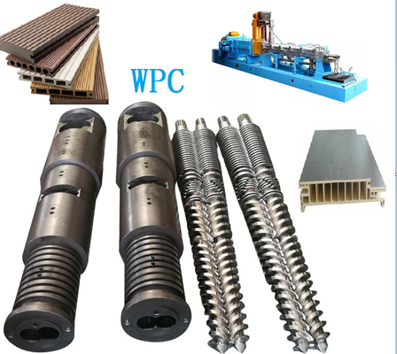 Tornillo cónico gemelo bimetálico y diseño del barril para Wpc